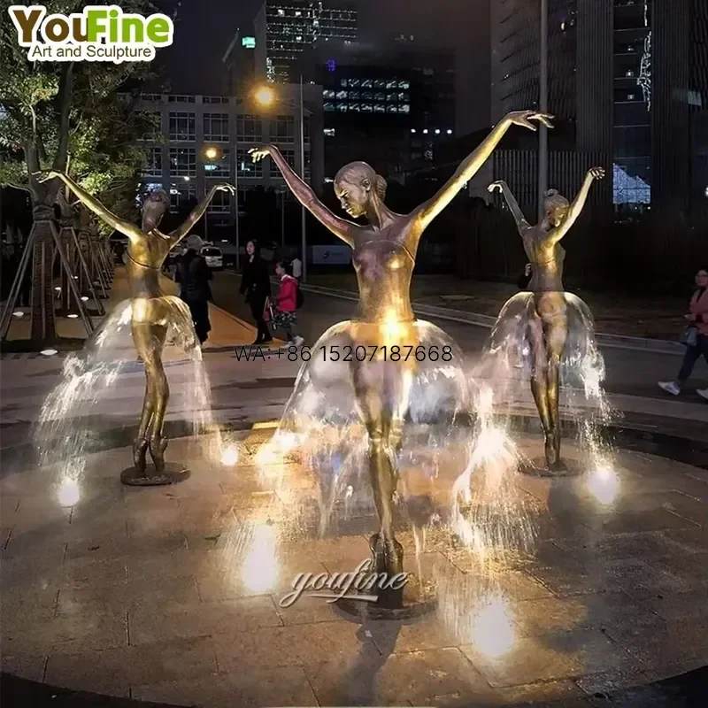 Wmwmnu Life Size Bronze Ballerina Dancing Sculpture Fountain Outdoor Garden Courtyard Water Feature for Park Plaza Decoration