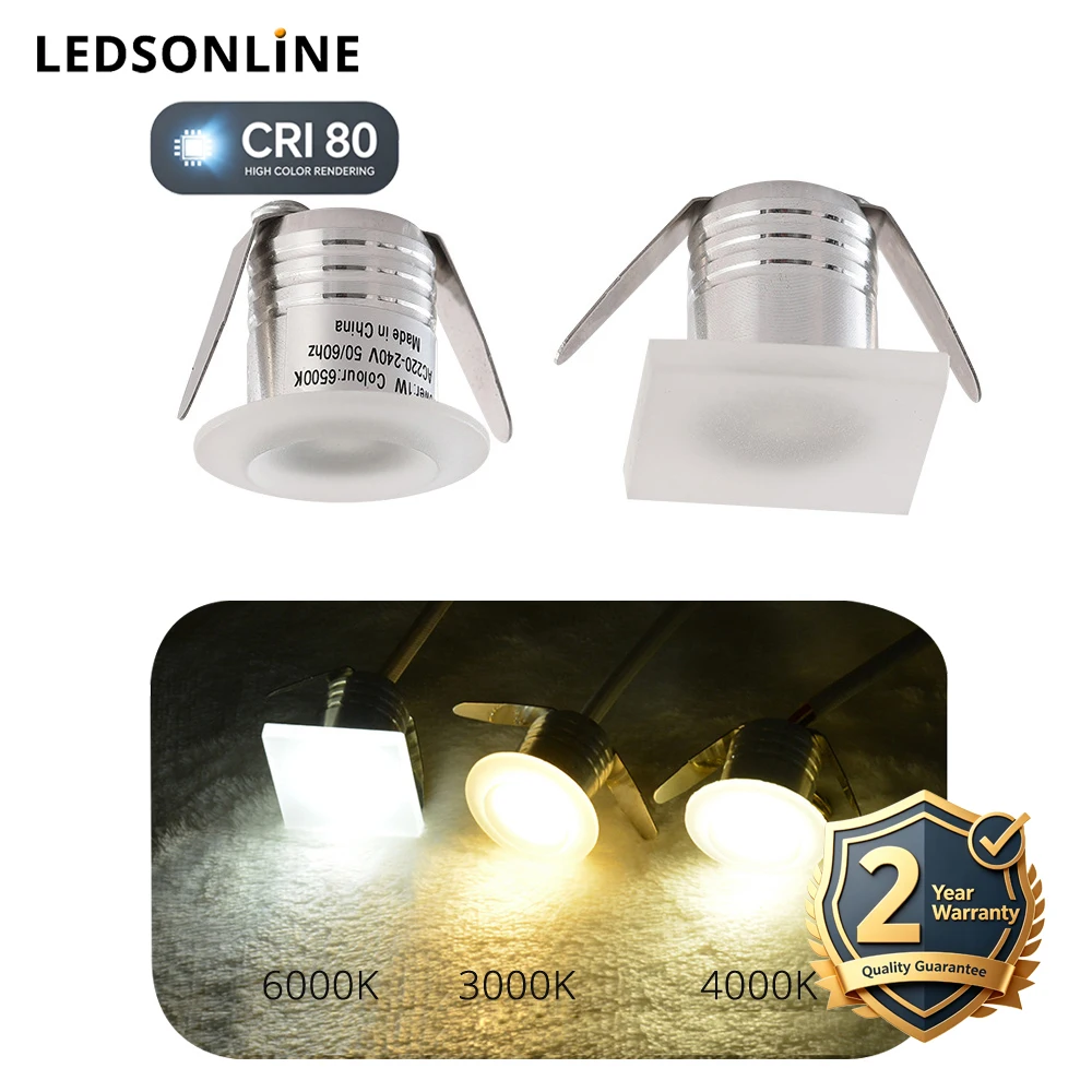 4-Pack 1W Acrylic Frame Recessed Mini Spotlight Cutout 25mm Round Square Aluminum Radiator DIY Starry Sky Ceiling Light