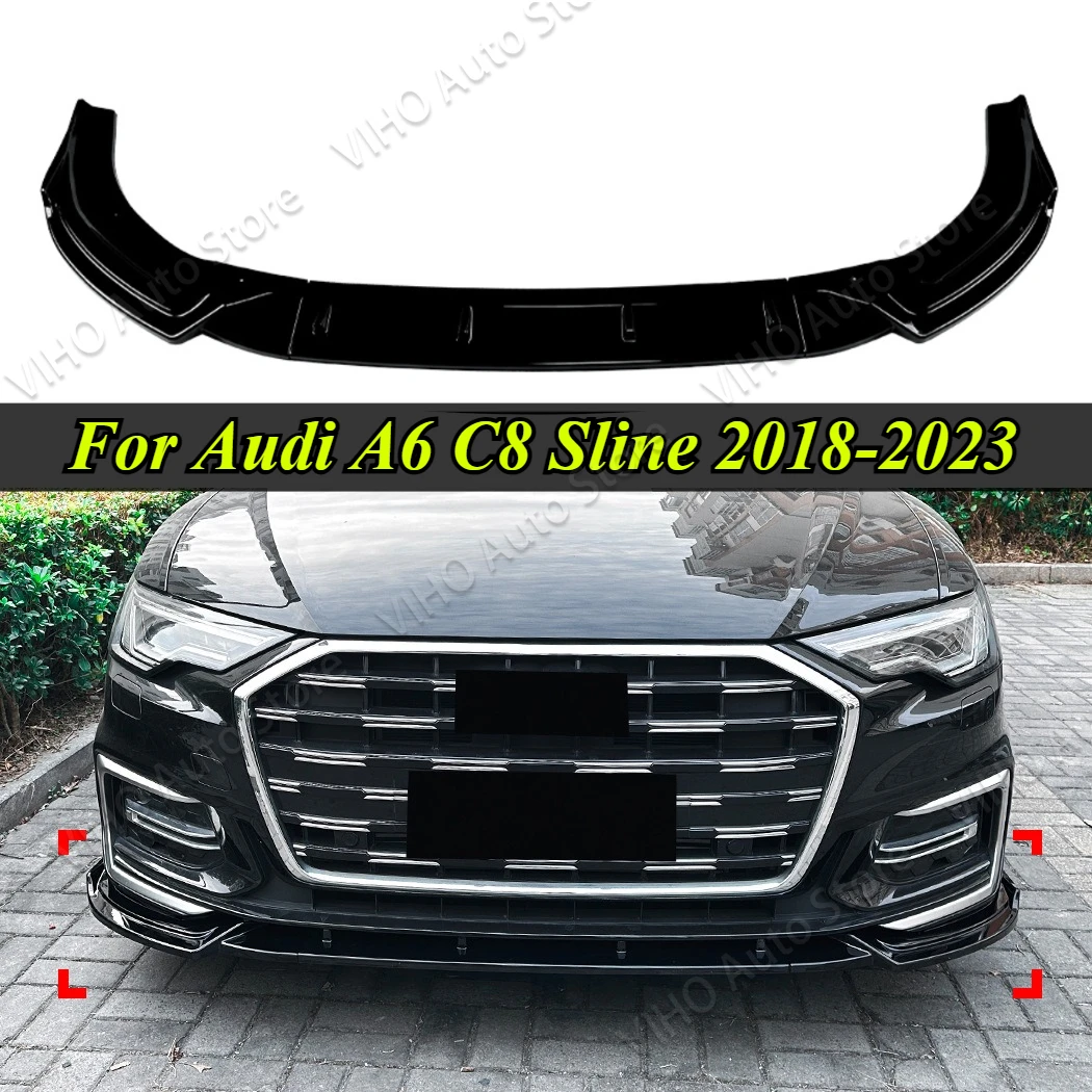 

Для Audi A6 C8 Sline 2018-2023 автомобильный передний бампер спойлер для губ нижний диффузор сплиттер подбородок комплекты кузова Canards Trim