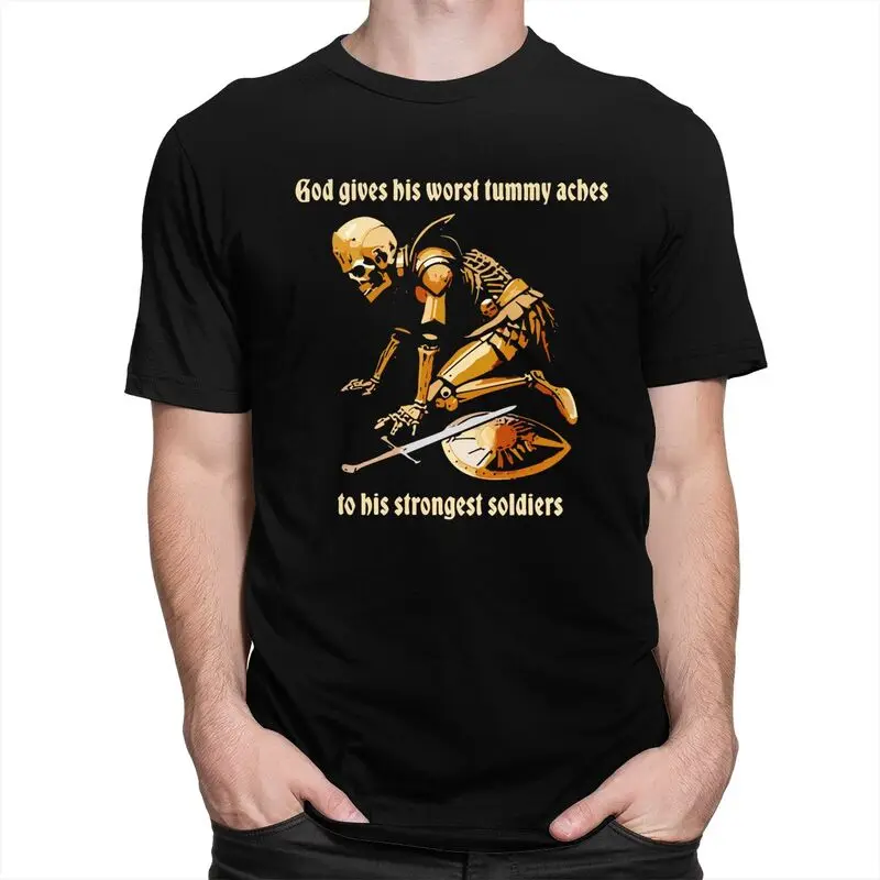 God Gives His Worst Tummy Aches To His Strongest Soldiers T Shirt Short Sleeves Tee Shirt Loose Oversized Pure Cotton Tee Tops