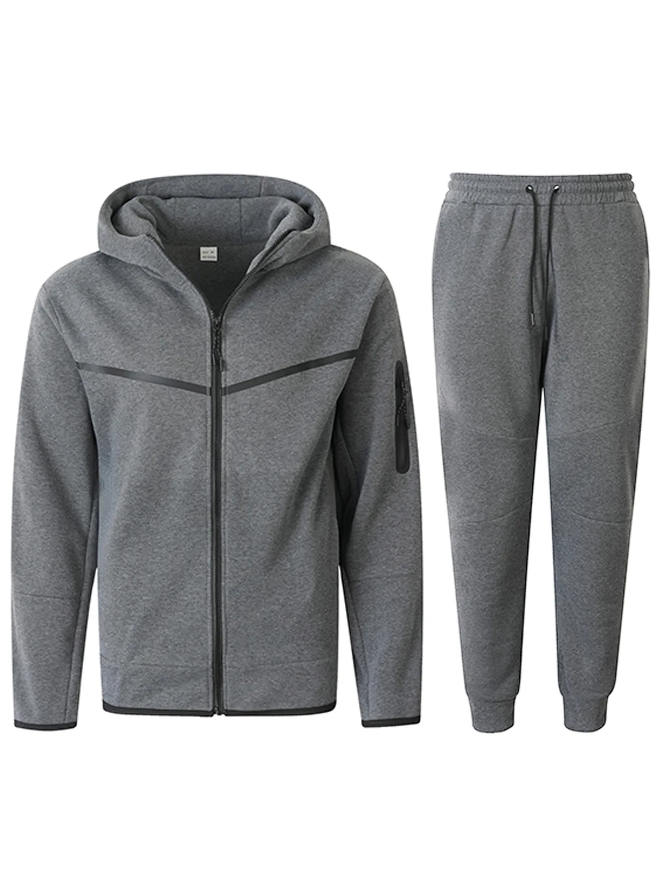 2-teiliger Herren-Sportanzug für Frühling und Herbst, Kapuzenjacke mit Reißverschluss und Jogginghose, lässiger Alltags-Sportanzug für Männer im Freien – Detail 16