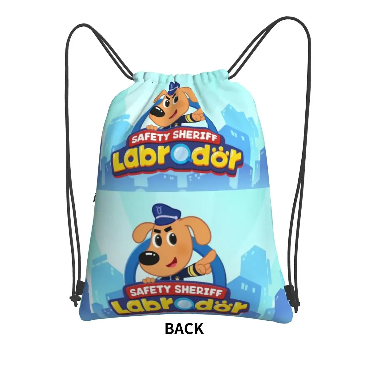 Sheriff Labrador Portable Backpacks Drawstring Bag Multi-function Drawstring Bundle Pocket Storage Bags For School Students