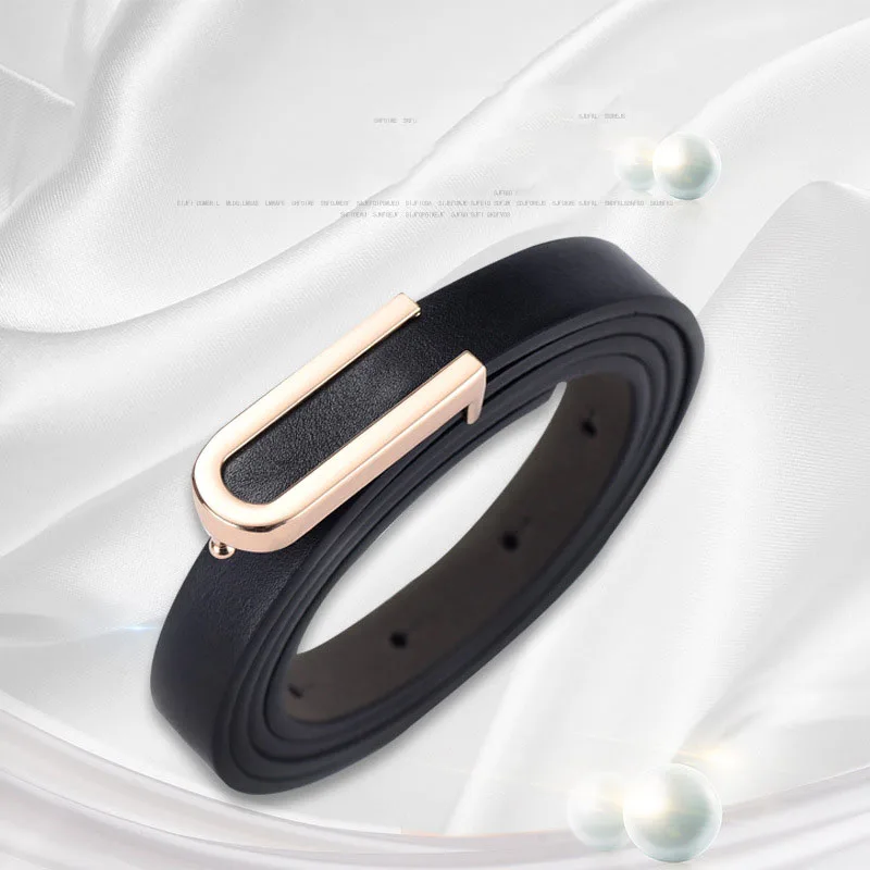 Belt For Dresses Woman High Quality Trend Thin Waistband Fashion Brand Leather Women Waist Belts Gold Buckle White Belt DT078