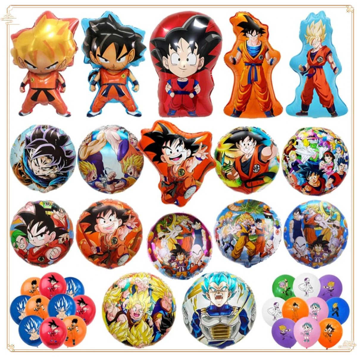 Dragoned Balls Kakarotto dibujos animados Anime película de aluminio helio Anime globo niños feliz cumpleaños decoración para fiesta suministros globo