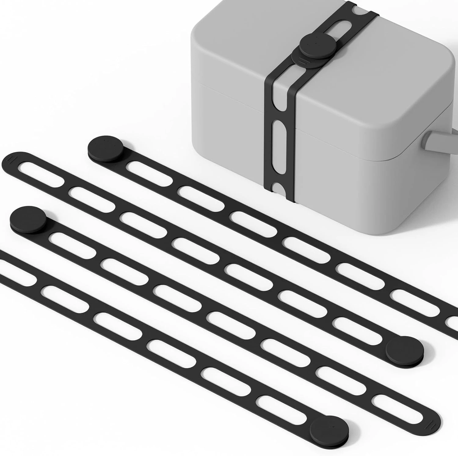 3 piezas de banda elástica de silicona para tapas de ollas, reutilizable, soporte de correa para loncheras, adecuada para ollas de barro universales, cortinas, cuencos y como correas de sujeción con cierre