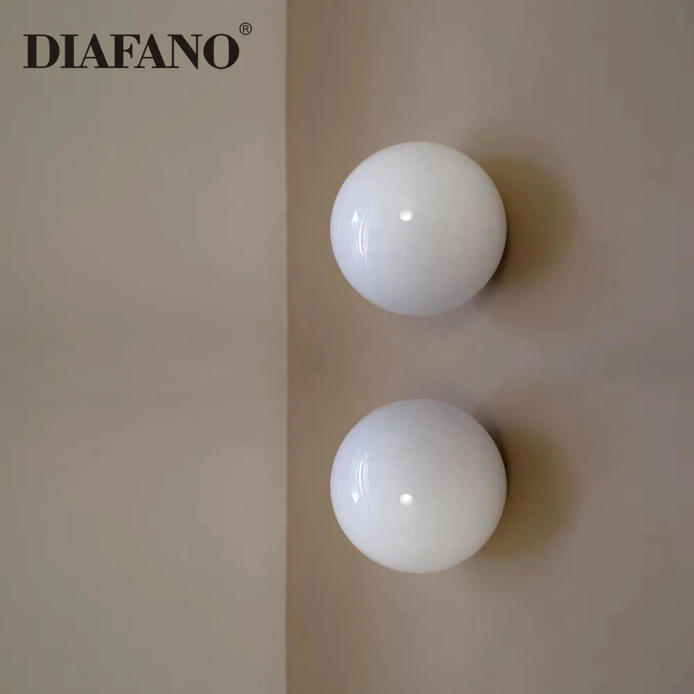 New Glass Wall Lamp Concealed Base French Bauhaus G9 White Round Ball Wall Lights for Bedside Living Room Bathroom Mirror Decor