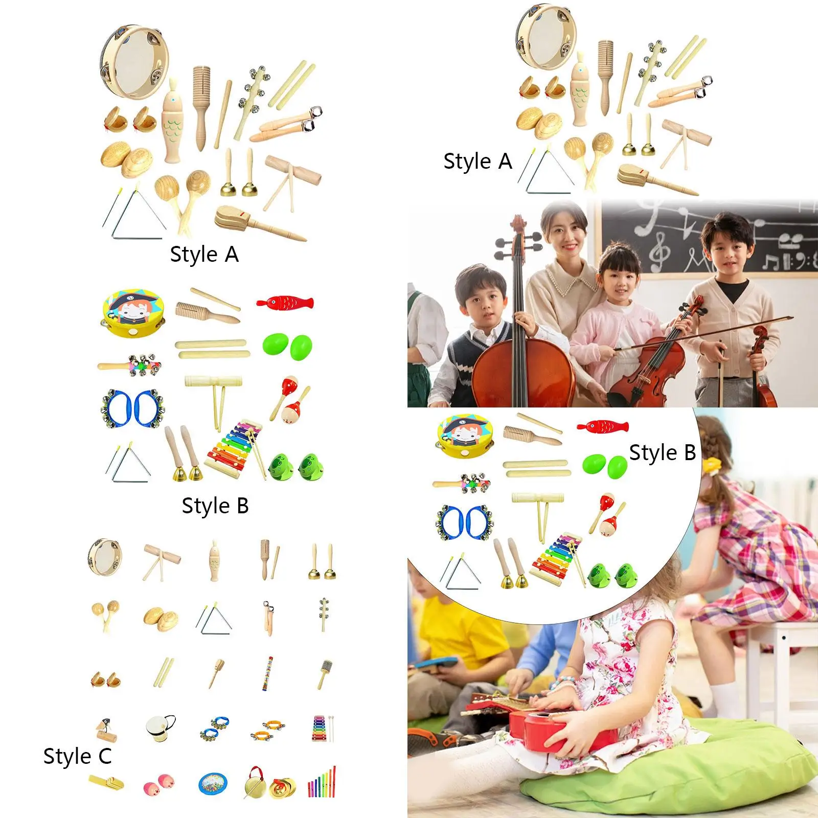 Toddlers Musical Instruments Set Wooden Percussion Instruments Educational Musical Toys for Party Toys Children Birthday Gift