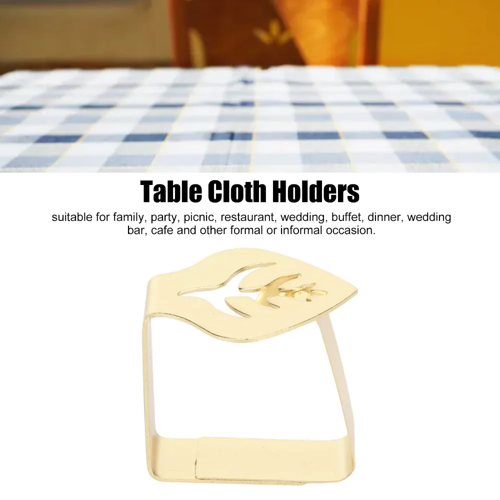 10Pcs Gold /Silver Tablecloth Clips Stainless Steel Multi Function Table Cloth Holders 4.9*4.6*3.5cm Leaf Shape