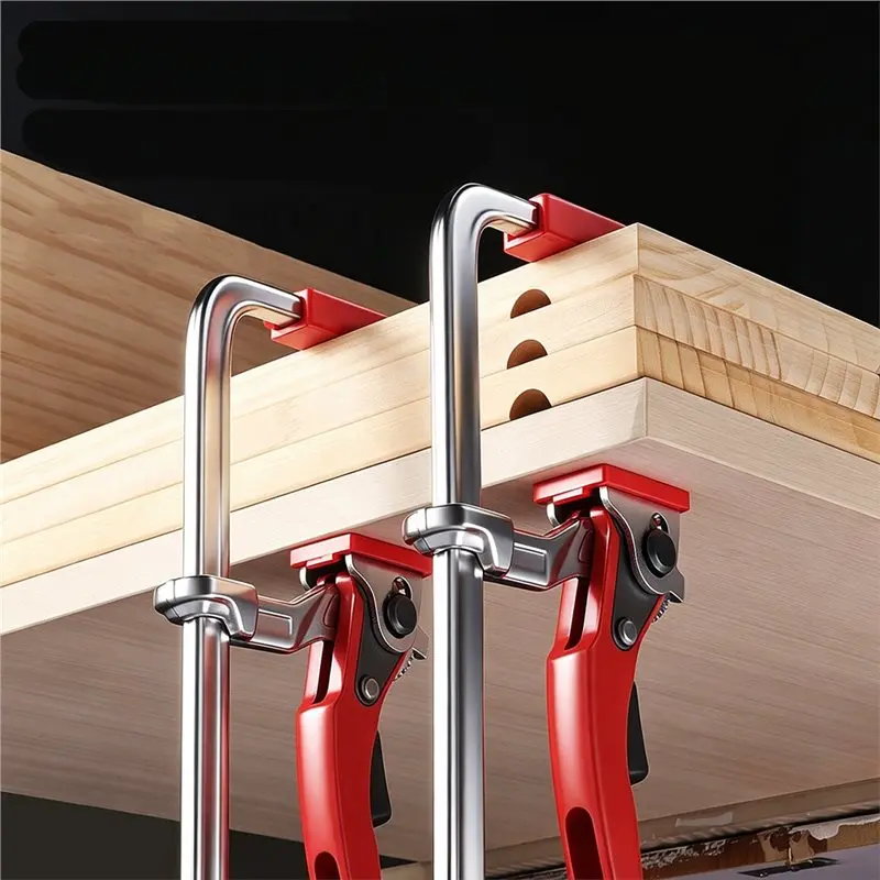 B08B-Ratchet F Clamp Quick Release Track Woodworking Desktop Hold Down Clamp Desktop Clip Fast Fixed Clip Carpenter
