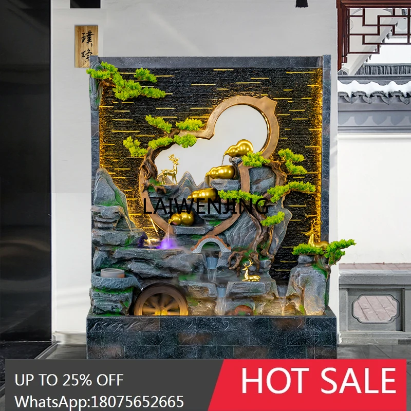 Rockery flowing water fountain entrance water feature wall indoor living room courtyard screen landscape partition ornament
