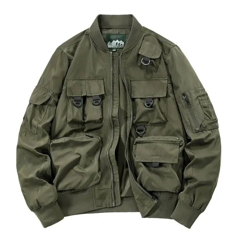 

XL Мужская бейсбольная куртка с несколькими карманами для пилота, повседневное спортивное пальто, тактическая куртка для пешего туризма, тренировочный мотоциклетный костюм, мужской