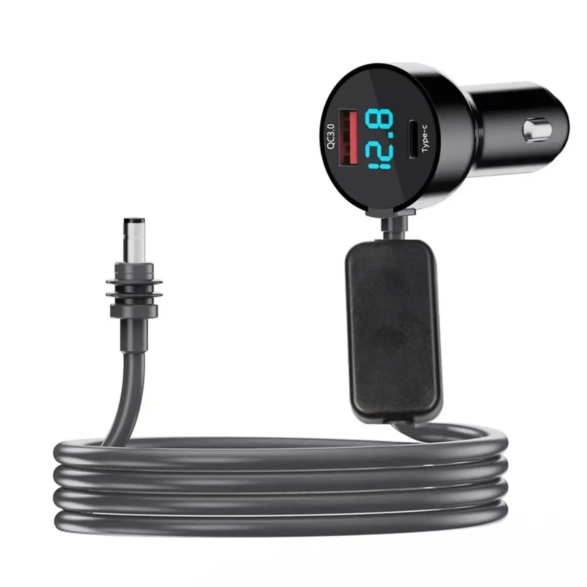 A48U  Car Charger for Dual USB Car Charger 12V-24V DC Cable Digital Voltmeter Waterproof ExtensionCable 16.4ft