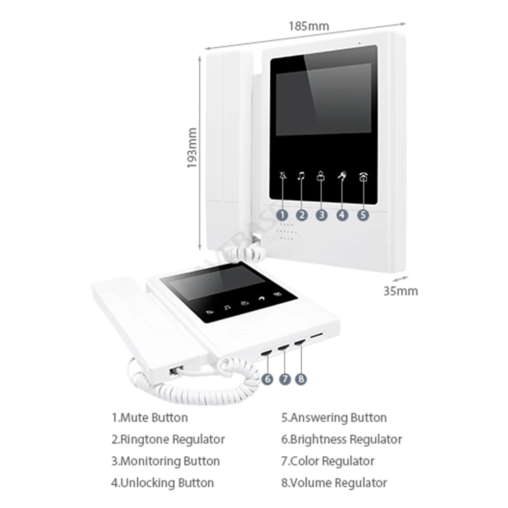HOMSECUR 4 سلك 700TVL 4.3 "فيديو هاتف الباب المنزلي نظام اتصال داخلي مع سماعة RFID الوصول للرؤية الليلية لـ 3 عائلات #4