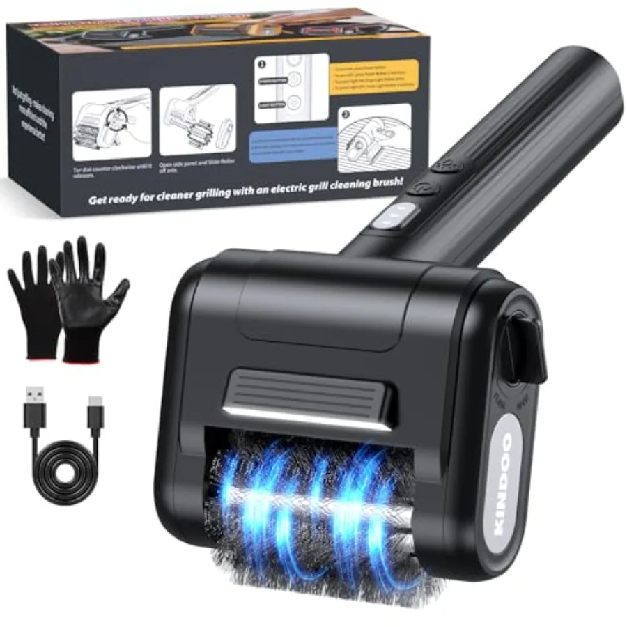 

Electric Rechargeable Grill BrushGrill Cleaner for Outdoor Grill with 800 RPM Motor - Bristle Stainless Steel Grill Cleaner wit