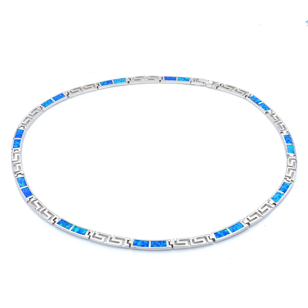 JZN0011 Hot Sale Blue Opal Necklace New Trendy Jewelry for Women Top Quality Chain Necklace Christmas Gift