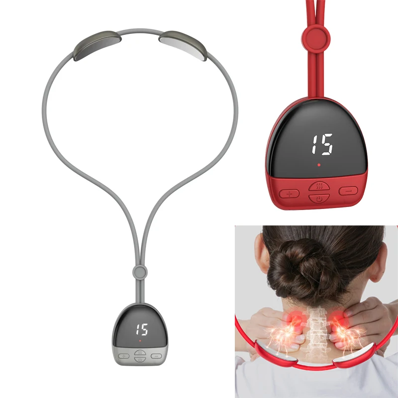 

Portable Hanging Neck Massager Pulse Hot Compress Electric EMS Mini Cervical Spine Massage Pendant Neck Muscle Relaxation USB