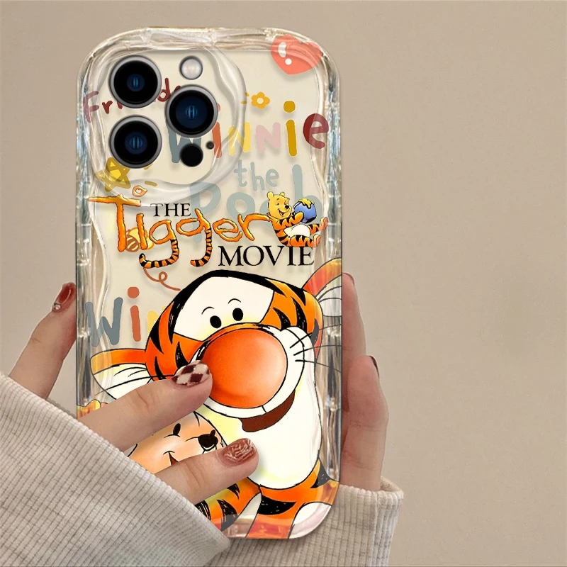 Disney Winnie and Tiger Phone case For Apple iPhone 15 14 13 12 11 Pro X XR XS Max Plus 8 7 Plus SE Wave Oil Cover