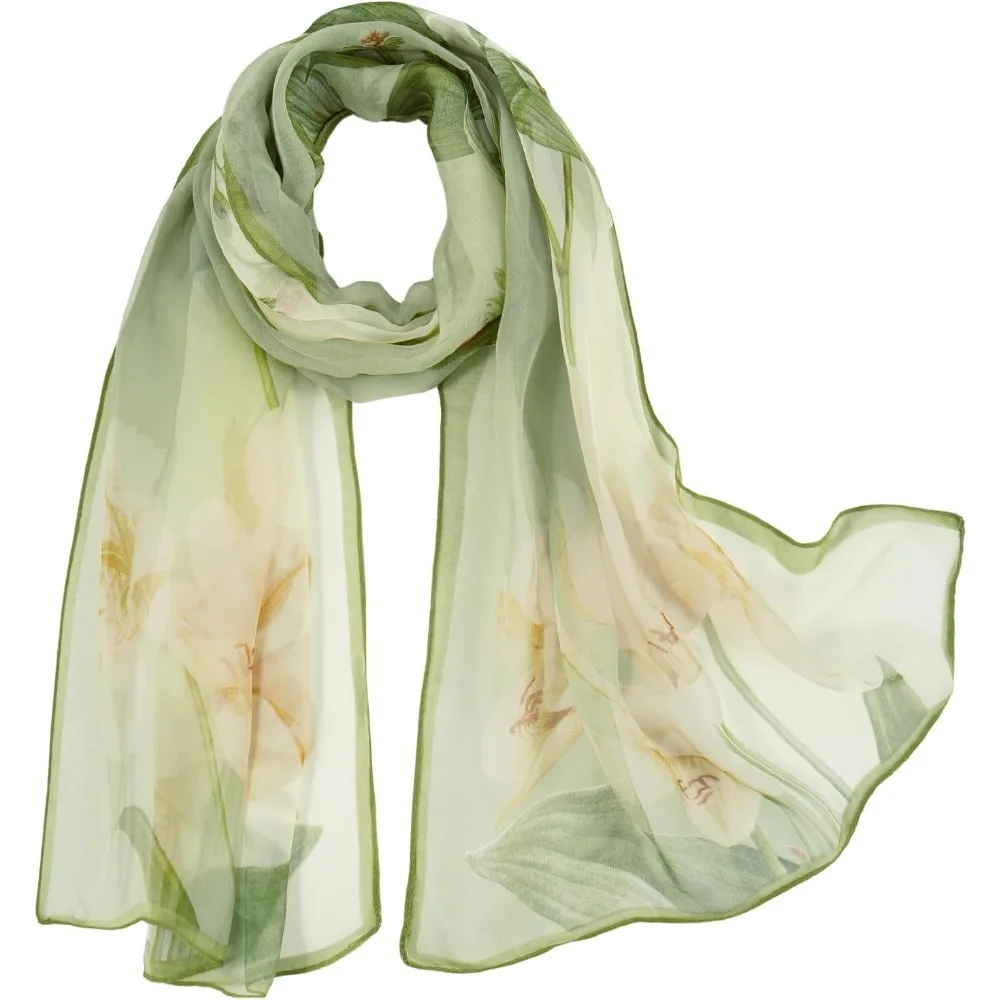 

Unique Women's Floral Scarves: Chiffon Flowers & Birds Printed Scarf