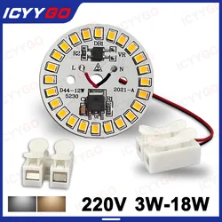 1 paquete de bombilla LED, luz de parche, tablero SMD, módulo redondo, fuente de luz, bombilla de bola de Cricket AC220V LED 3W 5W 7W 9W 12W 15W 18W