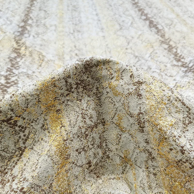 Jacquard Brocade Fabric Polyester Stiff Golden Silk Python Yarn-dyed Windbreaker Skirt Dress High-definition Diy Cloth