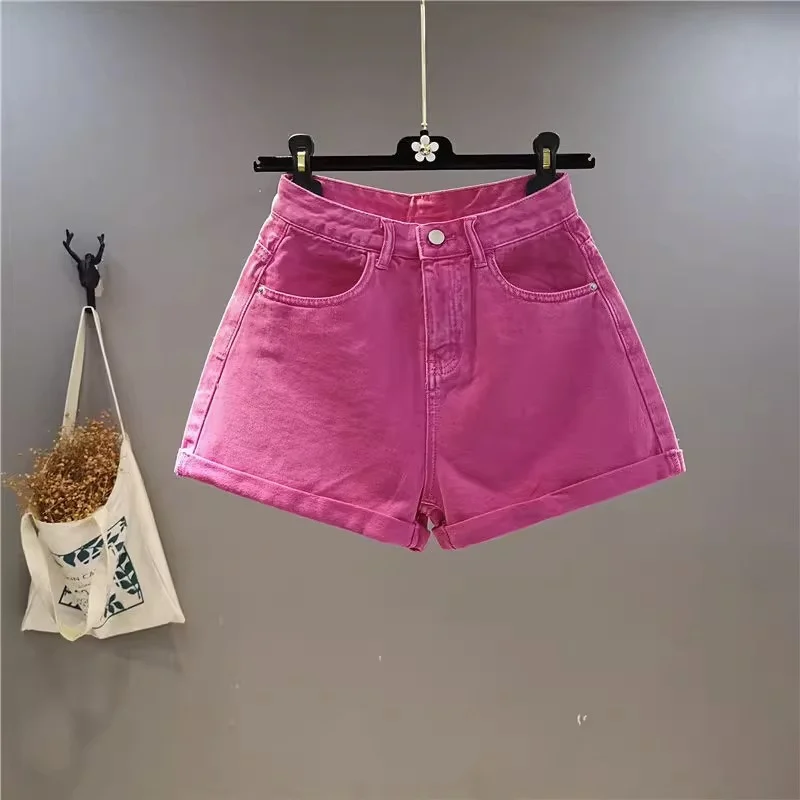 

Women New Summer Slimming Instagram-Worthy Trendy And Versatile Flared fruit-Colored A-line Hot Pants For Girls Shorts Jeans