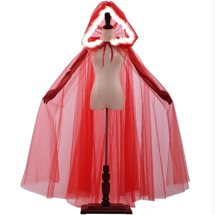 

Santa Claus Cape Airy Christmas Tulle Cape Holiday Costume Poncho Comfortable White Tulle Cape For Christmas Party Event Dress