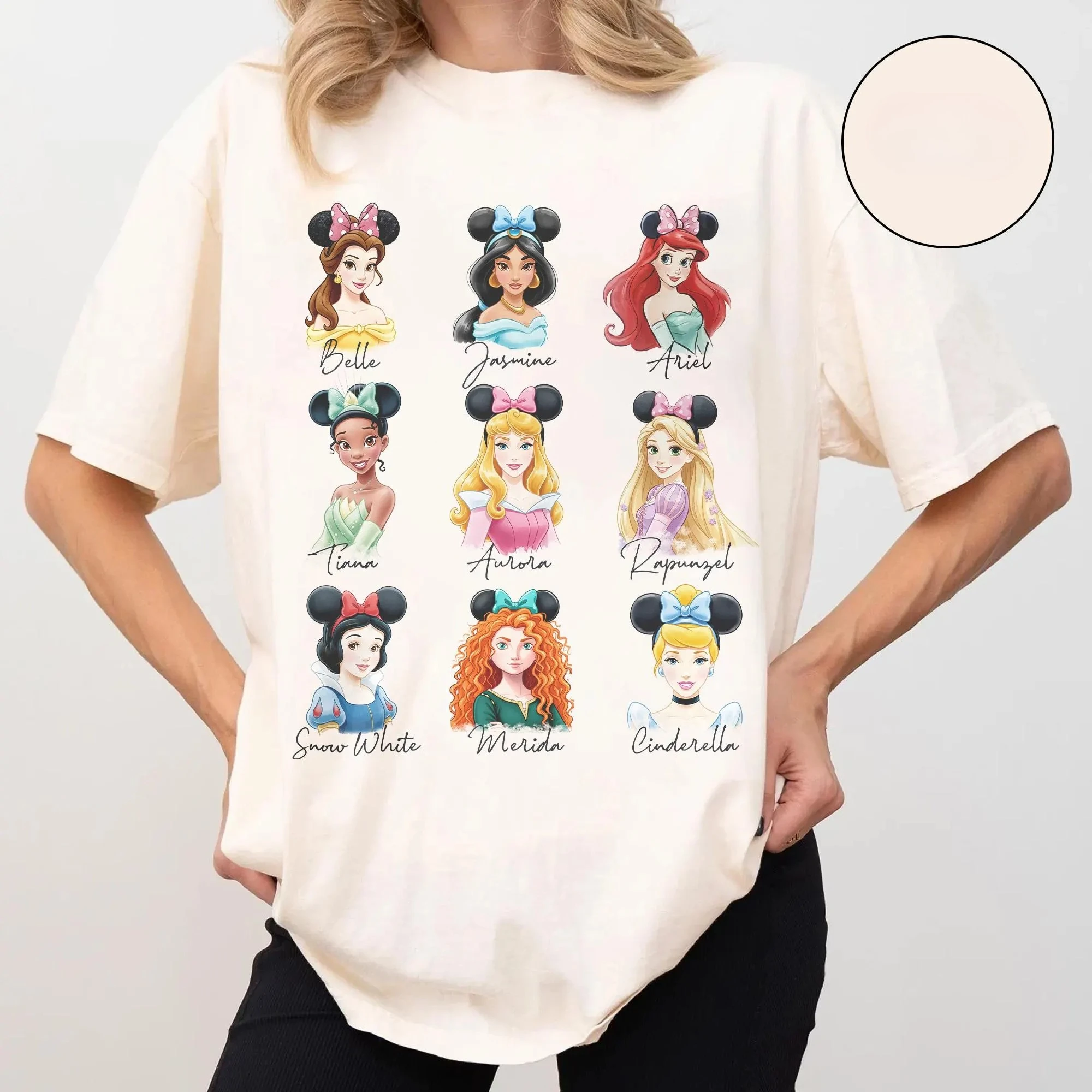 

Disney Princess Signatures Comfort Color Shirt Cinderella Belle Rapunzel Snow White Ariel Disney Girl Trip Shirt