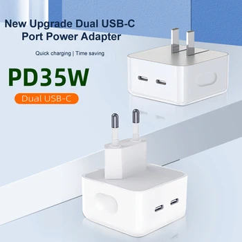 듀얼 PD USB-C 포트 고속 충전기, 애플 아이폰 14, 13, 12, 11 프로, Xs 맥스, 아이패드, 삼성 전원 C 타입 어댑터, 빠른 충전, 35W