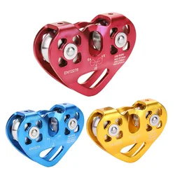 30KN Climbing Dual Pulley Aluminum Zip Line Pulley Large Load Bearing Pulley Rock Climbing Equipment