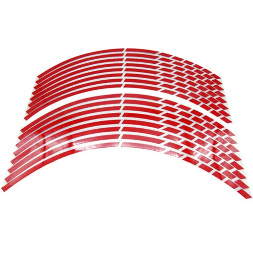 1Set Wheel Rim Sticker Red 16pcs/Set 18“ Universal Car Wheel Tire Sticker Reflective Edge Strip Reflective Rim Tape