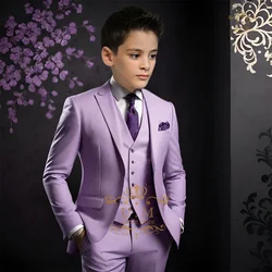 Violet classic suit for boys 3pcs (jacket+vest+pants) custom elegant uniform age 2-16 set wedding prom cocktail birthday party