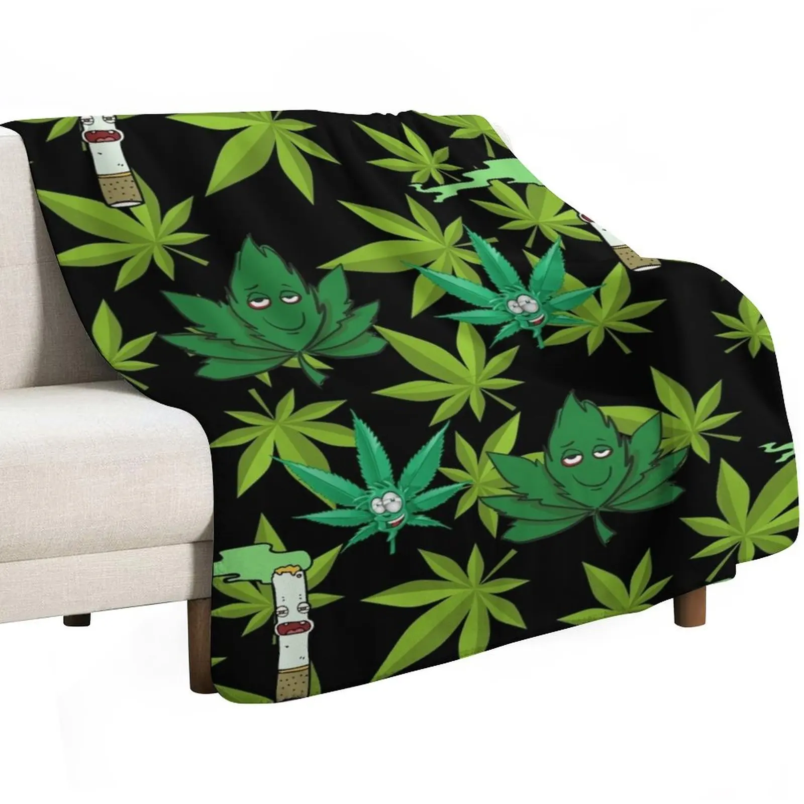 Weed Pattern Throw Blanket Stuffeds heavy to sleep Thermal warm for winter Decoratives Decorative Sofa Blankets
