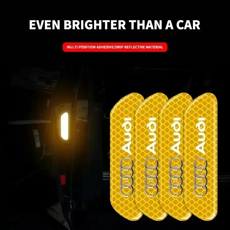 4PCS Car Door Safety Warning Reflective Mark Sticker Car Sticker For Audi sline TT Q3 Q5 Q7 Q8 A3 A4 A5 A6 A7 B7 B8 C5 C6 C7 V8