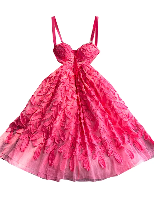 Romantische Zoete Agel 2025 Nieuwe Sle Damesjurk met Strapl Bustier Top en 3D Bloemen Design Hoge Taille A-lijn Midi Dr