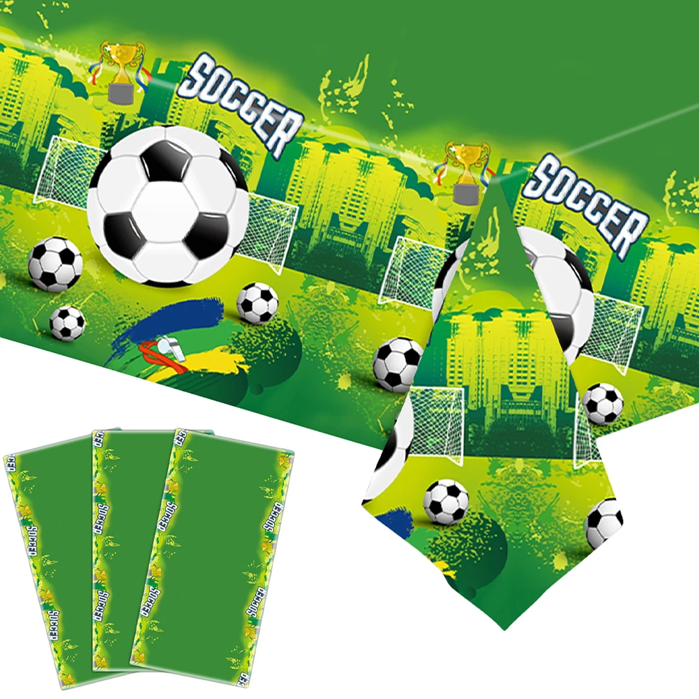 

3 Pcs Disposable Waterproof Tablecloth Decorative Plastic Picnic Camping Party CoverReusableFootballThemeGraphics