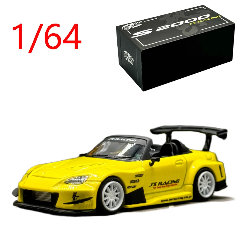 Diecast 1/64 Scale Honda S2000 Racing Car Model Alloy Honda S2000 Open Cover AP1 Modified JS Sports Car Model Collection Display