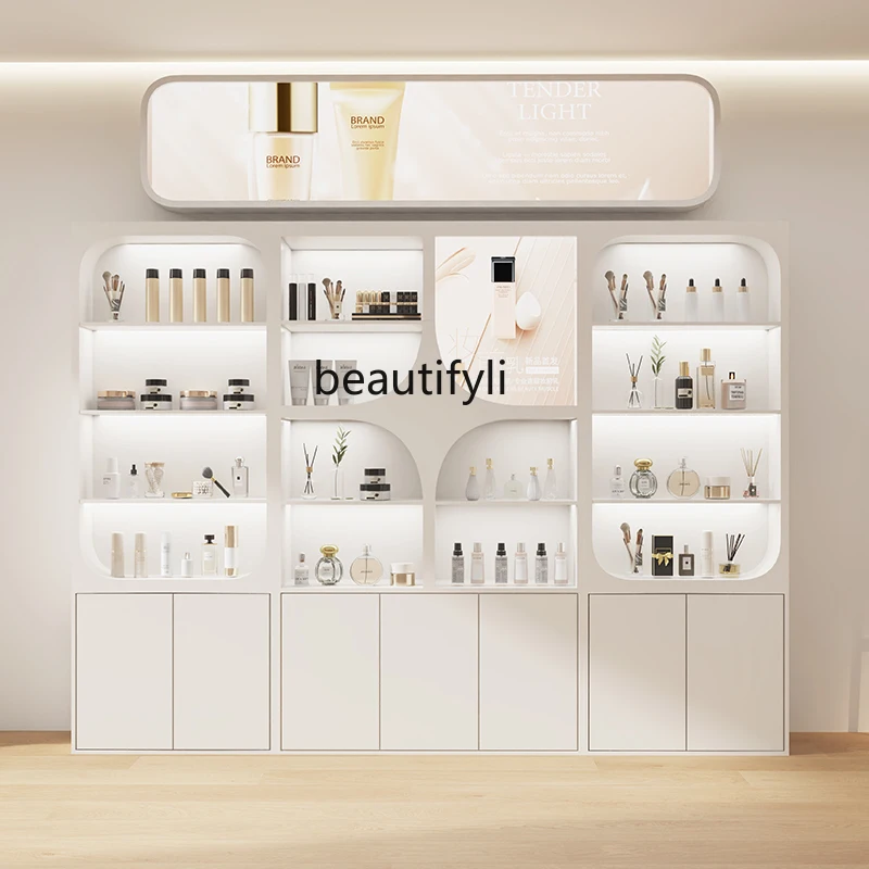 

Beauty salon product display cabinet high-end display rack background wall cosmetic storage rack