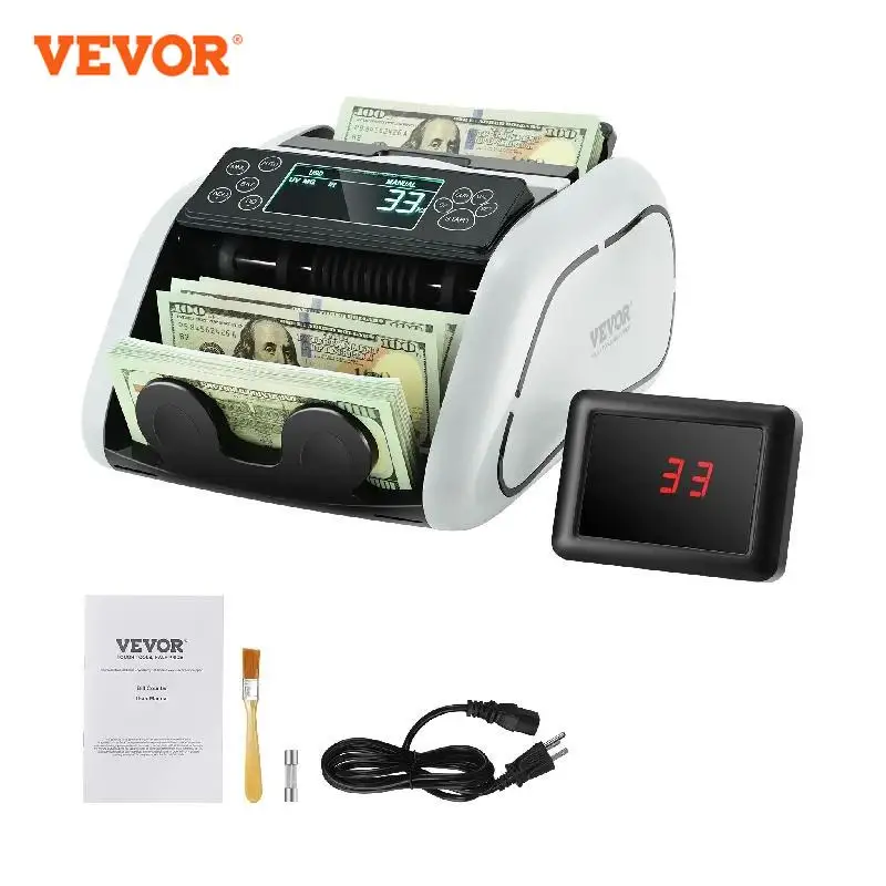 VEVOR 1000 Pcs/Min Money Counter Business Cash Register Bills Counterfeit Bill Detector by UV/MG/IR/DD Function for Bank Store