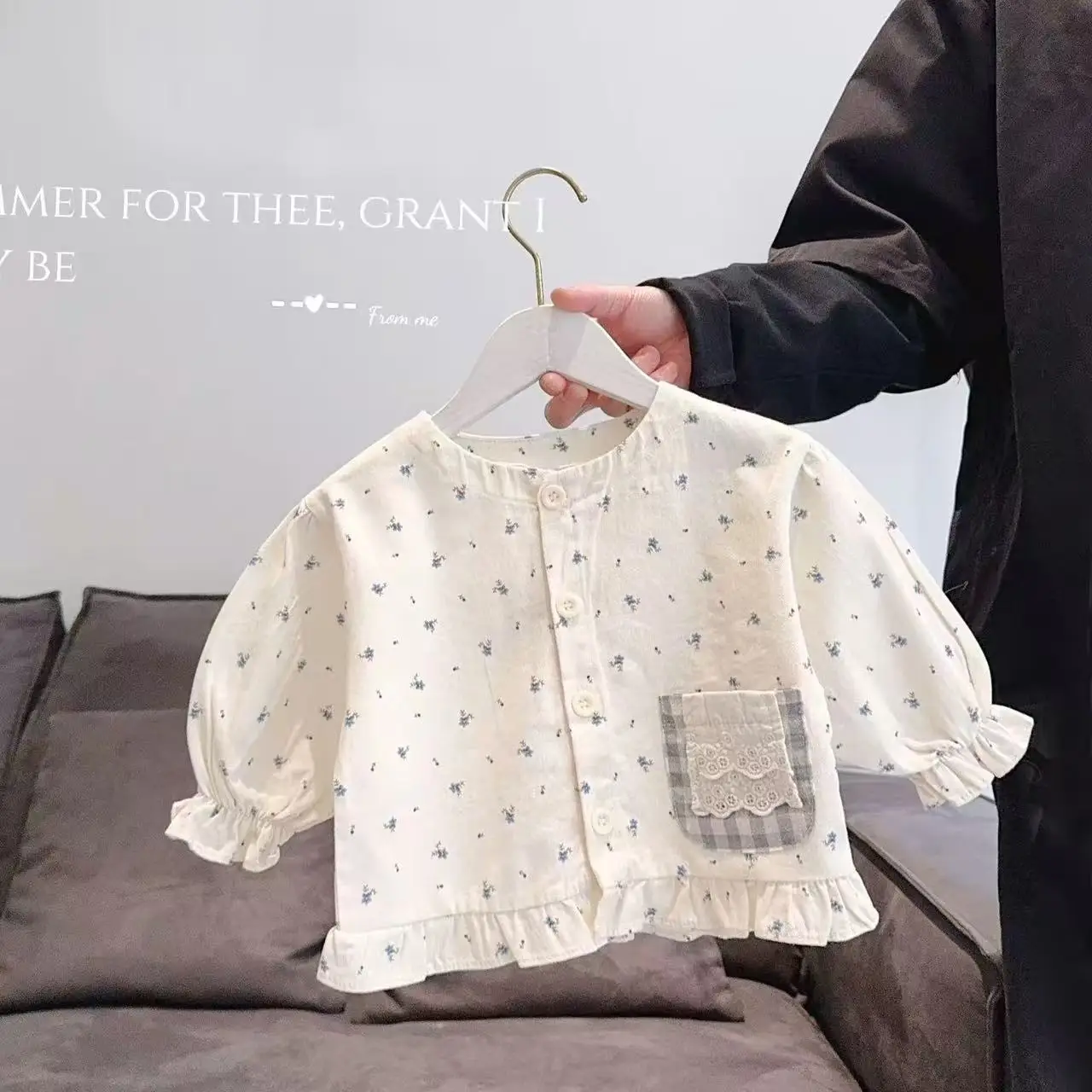 Baby Girl Top Jacket Spring Autumn Outerwear New Fashion Cotton Blouse Sweet Floral Plaid Pocket Shirts