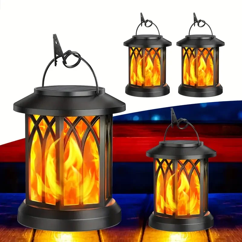 

Солнечный металлический мерцающий пламя, светодиодный фонарь, уличный подвесной светильник, сверхмощный солнечный свет для двора, патио, рождественское украшение