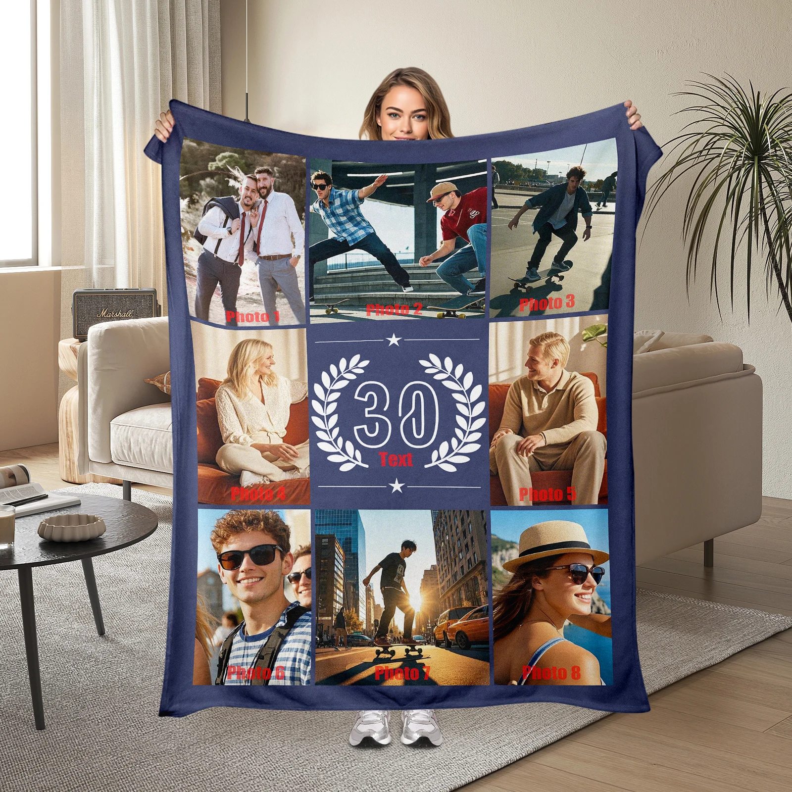 

Personalized Photo Text Star Fringe Blanket For First Year Anniversary And Thoughtful Keepsake Gift