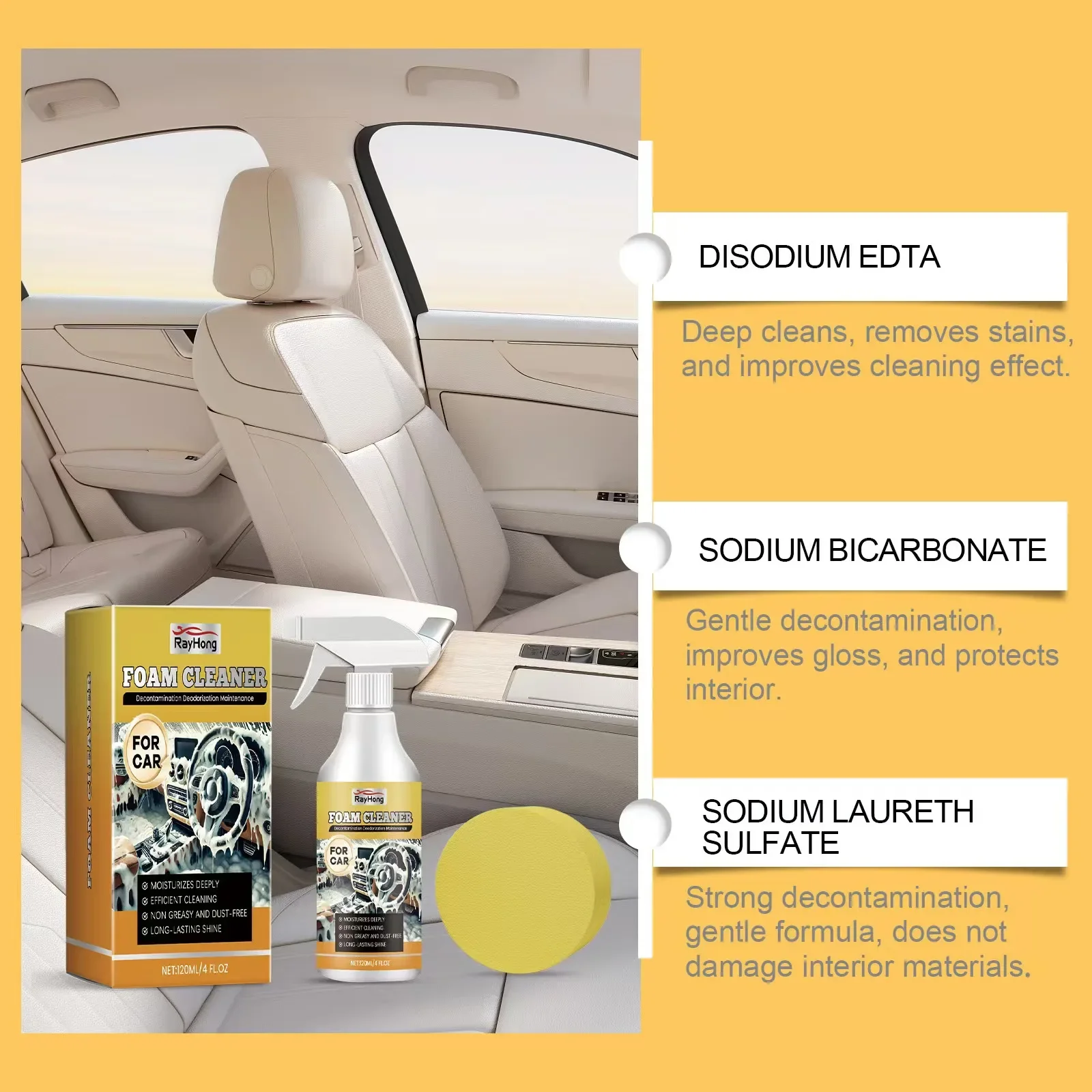 Car Leather Cleaner Multi-purpose Foam Cleaner Automoive Spray Cleaner Car Interior Wash Maintenance Accessories