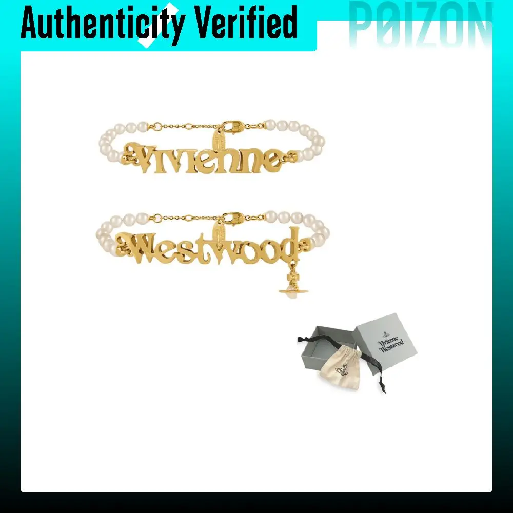 Vivienne Westwood Glass, Brass, Pearl, Gold Plated Bracelet, 1 Pair Women's Gold 6103008V-02R313