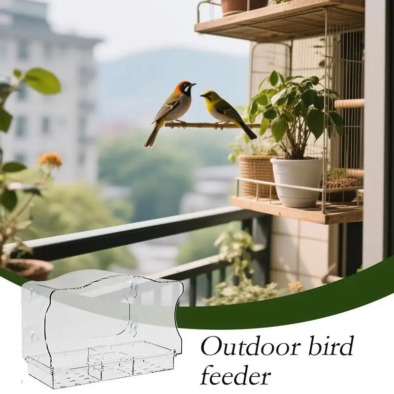 

Bird Feeders For Outdoors Clear Bird Feeders For Window Viewing Acrylic Suction Cup Feeding Tray For Birdwatching Enthusiasts