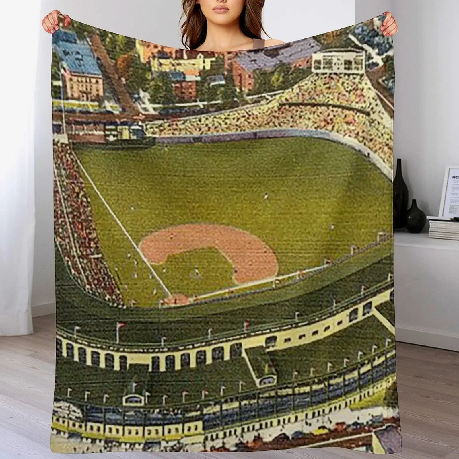 wrigley field,rooftop bleachers at wrigley,ivy covered outfield walls,chicago baseball stadium,old ballparks,old s Throw Blanket