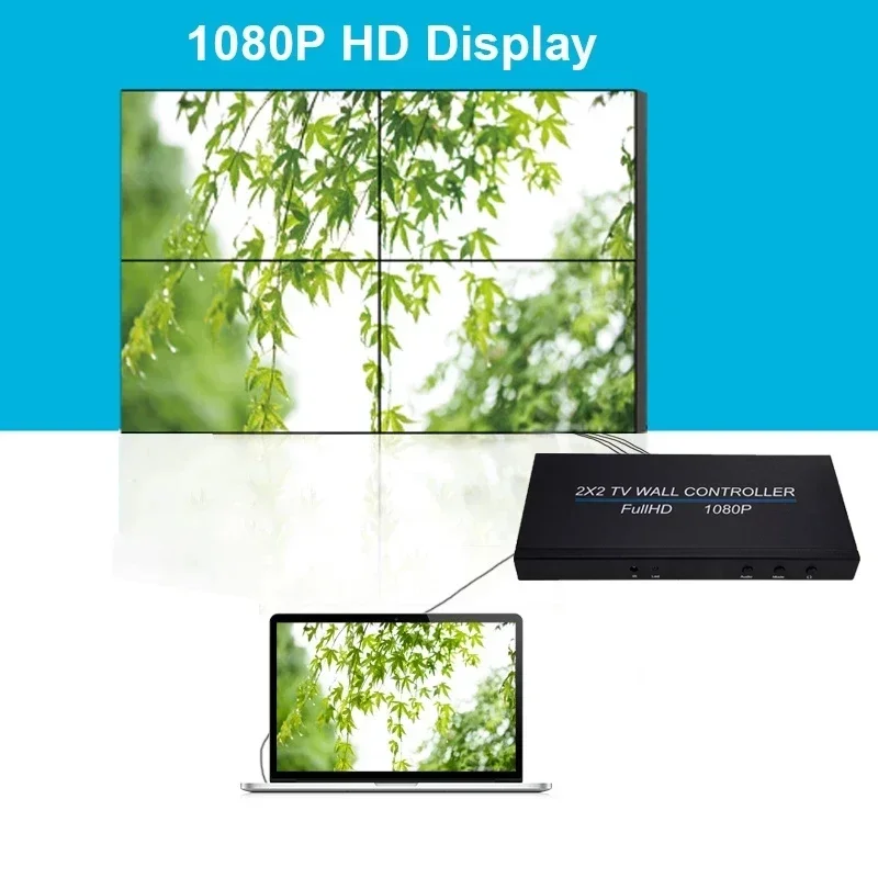 1080p 2X2 Video Wall Controller Multi Screen Processor 1x2 1x3 1x4 2x1 3x1 4x1 HDMI Video Splicer Splitter 2 3 4 TV Stiching Box