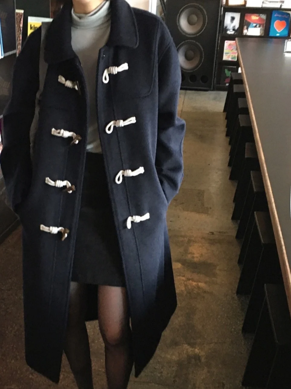 Winter Nieuwe Sle Chic Katoen Toegevoegde Wollen Jas Dames Kraag Opstaande Lengte Middellang Trendy College Sle Claxon