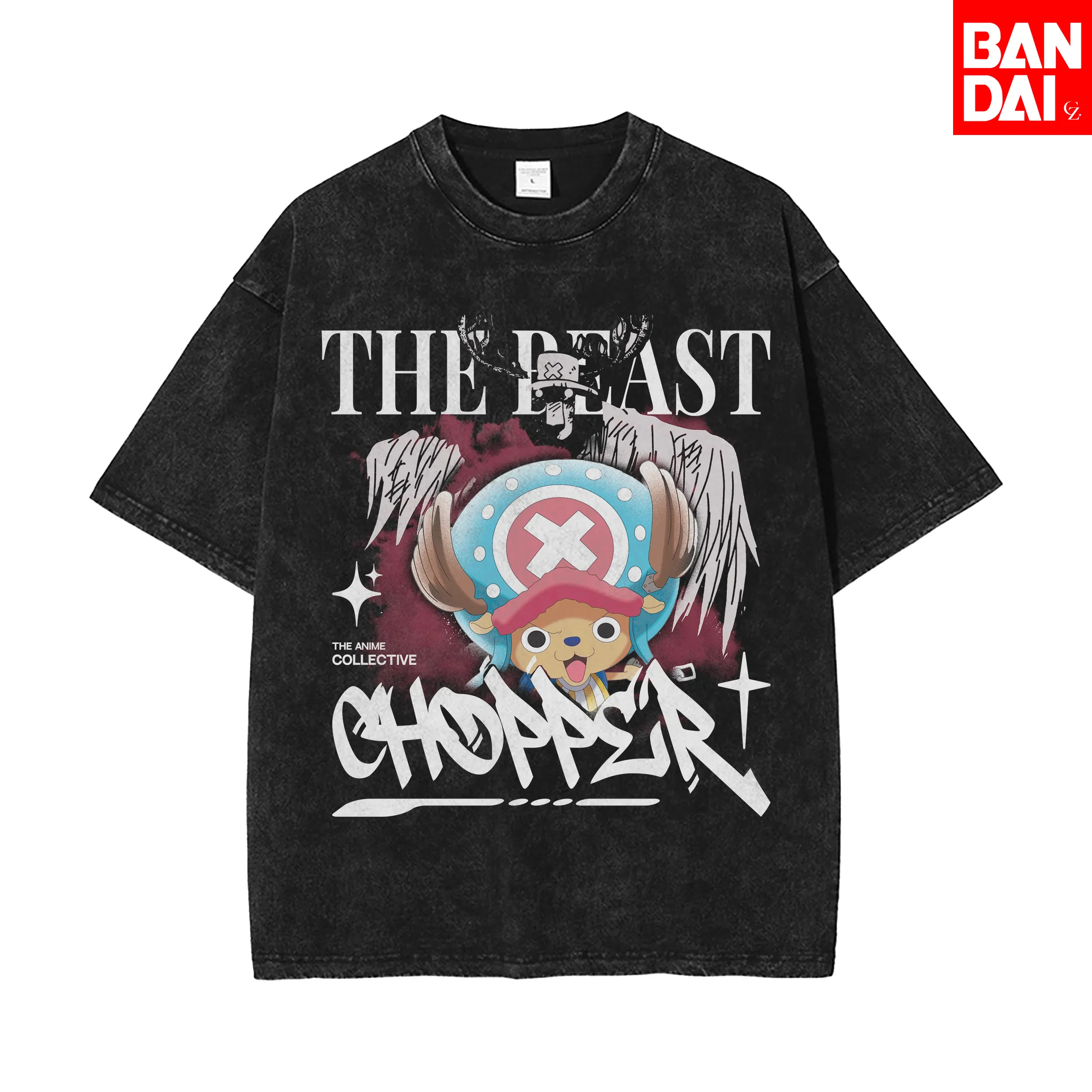 

Мужская футболка One Piece Chopper The Beast, летняя, винтажная, с эффектом кислотной стирки, оверсайз, граффити, уличный стиль, Harajuku, Y2K, 2026