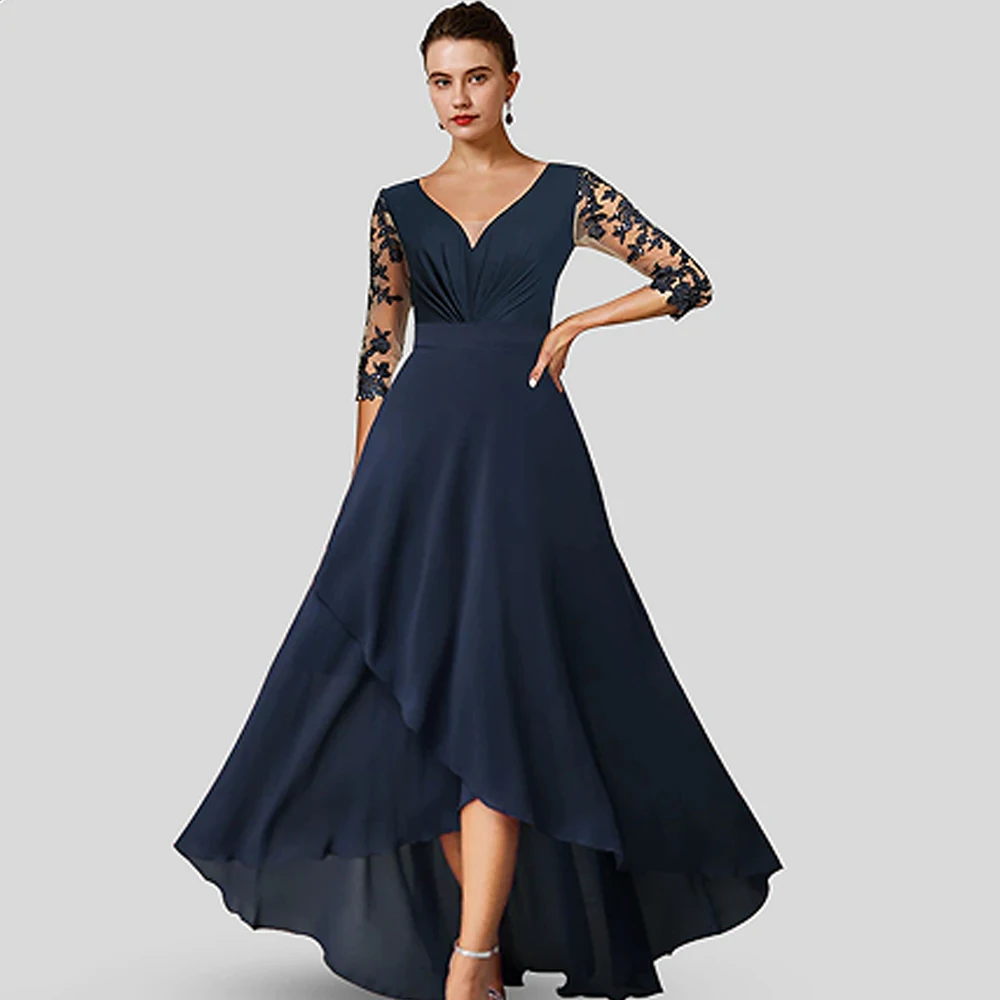 Charming Black Mother of the Bride Dresses A Line Wedding Party Gowns Zipper Back Beach 3/4 Sleeve Summer Vestido De 2025 New