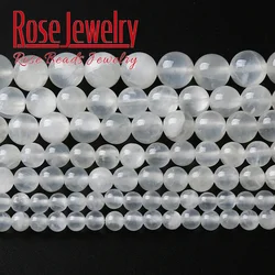 5A Natural Aurora white Gypsum Stone Beads Selenite Clear Stone Round Loose Beads For Jewelry Making Diy Bracelets 6 8 10mm 15